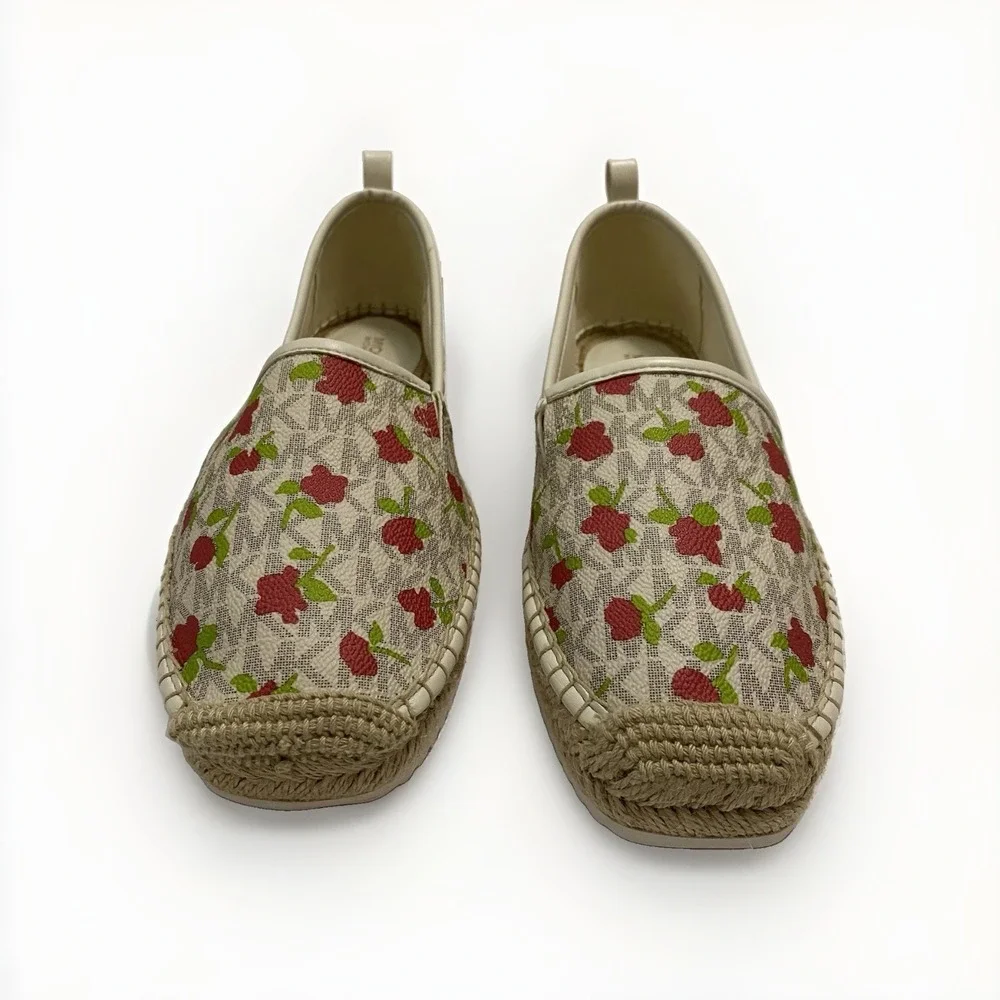 Michael Kors Lenny Espadrille Slip-Ons Floral Logo Women's Size 9M